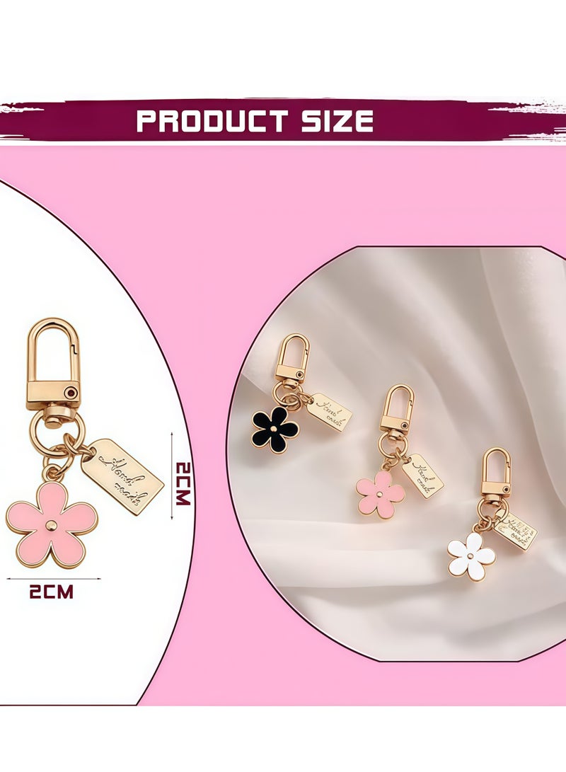 3 Pack Flower Keychains for Women Flower Handbag Charms Enameled Keychain, Cute Accessories for Girl's Backpack, Car Key, Handbag, Purse - Image 2